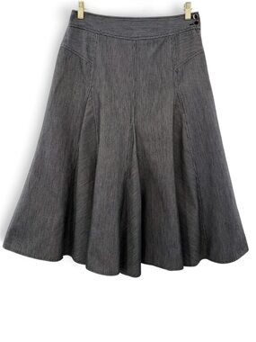 Picnic by CPW Size 8 Gray Pinstripe Midi Skirt Flared A-Line Y2K Stretch